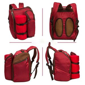 Sac à dos de pique-nique rouge pour 2 personnes, certifié BSCI, avec compartiment isotherme, vaisselle et couverture polaire 45"x53" (rouge) - Product Image 4
