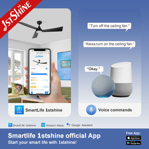 1stshine Ventilateur de plafond à LED Noir ABS Lames DC Moteur en cuivre Ventilateur de plafond intelligent à distance avec lumière LED - Product Image 6