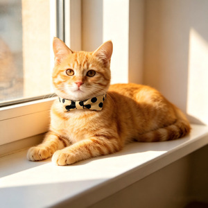 Collier pour chat avec nœud papillon réglable pour chaton et chat adulte, accessoire de mode pour animaux de compagnie, petite taille, motif à pois noir, blanc, rose, jaune - Product Image 3