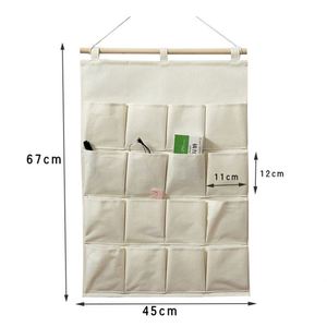 Sac de rangement suspendu sur la porte avec 3 poches, en toile, organisateur mural - Product Image 3