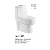 WC monobloc à siphon silencieux pour projets de salle de bain d'appartement, WC en céramique blanche avec finition brillante, système de chasse d'eau silencieux et puissant