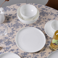 Assiettes Blanches Entièrement Vitrifiées 8,5 et 10,5 Pouces en Porcelaine Fine, Vaisselle Classique Ronde pour la Restauration en Gros