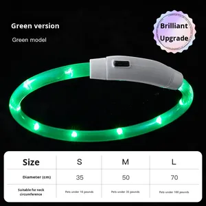 7색 방수 반사 USB 충전식 대형견용 DIY 절단 도구 포함 분실 방지 야광 목줄 - Product Image 6