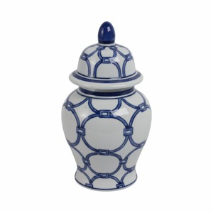 Vaso Decorativo in Ceramica con Coperchio, Motivo Blu e Bianco, per Arredamento Casa, Soggiorno, Camera da Letto, Ufficio, Centrotavola - Product Image 3