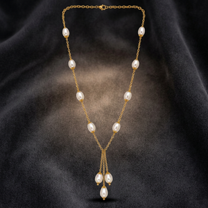 Collar de perlas de imitación de latón chapado en rodio para mujer, joyería de moda hecha a mano elegante de estilo italiano Mayrabygungun - Product Image 4
