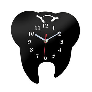 Horloge murale décorative en acrylique noir motif dentaire pour école et maison – Horloge de dentiste - Product Image 1