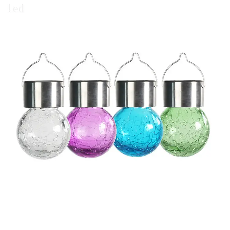 Romantic Solar Crack Ball Light Night Lamp With Hook Christmas Holiday Outdoor Garden Decoration