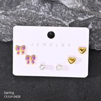 Set Anting Wanita Noran Custom ODM OEM Lucu Trendi Berlapis Emas 18K Baja Anti Karat Bunga Biru Berlian Stud Hadiah