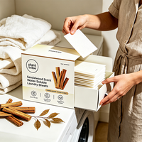 Feuilles de lessive parfum bois de santal, portables, dissolvables, nettoyage en profondeur, parfum boisé longue durée