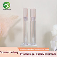 Tubes de gloss à lèvres ronds transparents vides de 4 ml, emballage cosmétique personnalisé avec étiquette, conteneur avec matériau AS