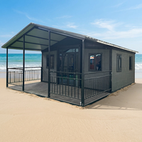Maison conteneur pliable à double aile extensible avec design contemporain, espace de vie confortable, transport facile