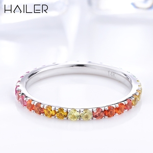 Anillo <span class=keywords><strong>de</strong></span> Eternidad Popular <span class=keywords><strong>de</strong></span> Oro Blanco <span class=keywords><strong>de</strong></span> 14K con Zafiro <span class=keywords><strong>de</strong></span> Laboratorio Arcoíris <span class=keywords><strong>y</strong></span> Diamantes <span class=keywords><strong>Brillantes</strong></span> para Mujer - Product Image 2