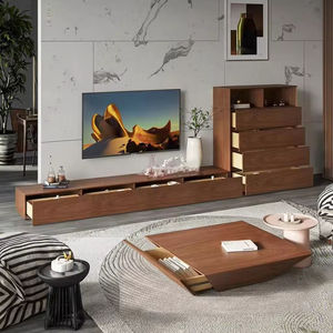Rangement réglable, table basse en bois massif moderne et écologique avec cadre en métal, support <span class=keywords><strong>TV</strong></span> pour chambre à coucher et salon - Product Image 2