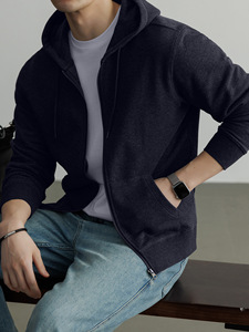 Sweat-shirt à capuche en molleton épais 300g pour homme, cardigan zippé couleur unie, nouvelle collection printemps 2026, <span class=keywords><strong>manteau</strong></span> décontracté, logo personnalisé - Product Image 3