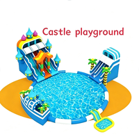 Parc aquatique gonflable Bay Dinosaur Flower Castle avec toboggan et piscine, équipement d'amusement commercial extérieur pour enfants, idéal pour les entreprises de location