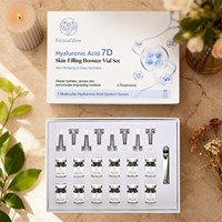 Kit d'ampoules visage hydratantes et repulpantes à l'acide hyaluronique 7D fermenté pour peaux sèches et grasses
