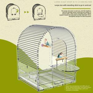 <span class=keywords><strong>Cage</strong></span> à oiseaux/<span class=keywords><strong>cage</strong></span> à perroquet transparente en acrylique en acier inoxydable anti-éclaboussures de grande taille - Product Image 3