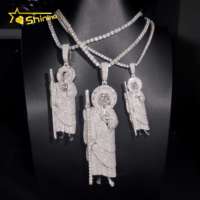 Nouvel Arrivage Bijoux Hip Hop Pendentif Jésus en Argent Sterling 925 Moissanite Couleur D VVS Grande Taille Iced Out avec Chaîne