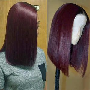 Perruque pour femmes, cheveux raides mi-longs, style Bobo, en fibre haute température, style européen et américain - Product Image 2
