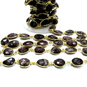 EMINENT JEWEL N ARTS Conector de Bisel de Cuarzo Turmalina Rosa Natural de Forma Irregular, Cadena de 12-15 mm, Oro/Plata/Negro/Oro Rosa - Product Image 1