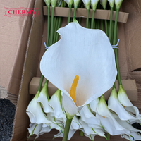Dalian Chermy DC133 – Nouvelle fleur décorative populaire pour mariage, lys calla artificiel en EVA, toucher réel, blanc, pour la fête des mères