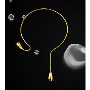 Collar de Latón chapado en oro de 18K para mujer, gargantilla de gota de agua, accesorios de fiesta, collares P223317 - Product Image 3