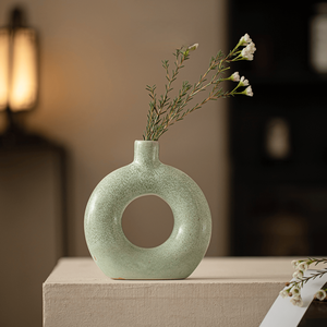 Vase en céramique rétro Wabi Sabi, pot en argile rustique moucheté, écologique, avec trou de drainage, ornement décoratif de jardin, fleur pour entrée - Product Image 2