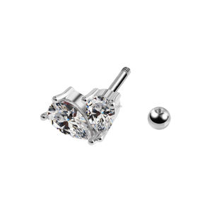 Bijoux <span class=keywords><strong>de</strong></span> <span class=keywords><strong>piercing</strong></span> pour oreilles en acier inoxydable poli haute brillance, vente en gros, <span class=keywords><strong>piercing</strong></span> tendance, clous d'<span class=keywords><strong>oreille</strong></span> en zircon en forme <span class=keywords><strong>de</strong></span> cœur - Product Image 2
