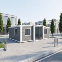 Maison préfabriquée extensible à double aile, étanche, et cabine conteneur pour usage hôtelier, bureau et appartement