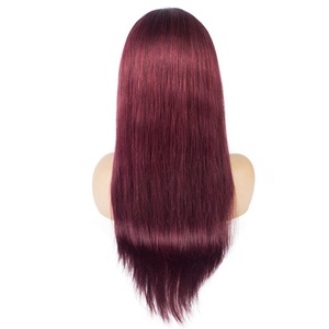 Peluca de Cabello Liso con Frente de Encaje Garantizado, Color 99j, Cabello Brasileño con Cutícula Completa, Cabello Virgen al por Mayor, Frente de Encaje a Buen Precio - Product Image 4