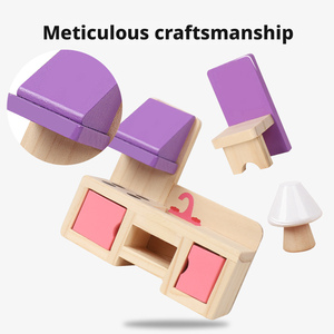 Casa de Muñecas de Madera Maciza de Tres Pisos, Juguete DIY para Educación Temprana, Juego de Roles de Príncipe y Princesa, Casa de Juegos para Niños de 3 a 6 Años - Product Image 5