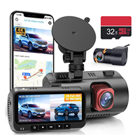 Caméra de tableau de bord avant arrière 4K HD pour voitures Wi-Fi intégré GPS écran de 3.19 pouces Vision nocturne Mode de stationnement grand angle 170 ° ZD72P + 32G