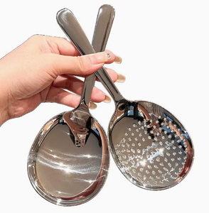 Public Stainless Steel Thickened Large Serving <b>Strainer</b> Spoon with Hooks Durable & Heat Resistant Kitchen Rice Scoop - Product Image 4