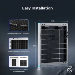 Pannelli solari bifacciali ad alte prestazioni 110W 120W 130W pannello pv in silicio monocristallino