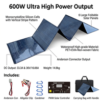 Panneau solaire monocristallin à haute efficacité 600W 6 plis 18V/36V avec connecteur Anderson, chargeur solaire étanche Alligator