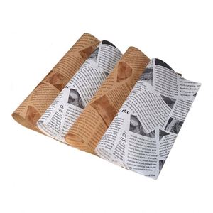 <b>Vintage</b> Newspaper Print Food <b>Wrapping</b> Wax <b>Paper</b> Disposable Grease Resistant <b>Wrapping</b> <b>Paper</b> for Fried Food Snack Takeaway - Product Image 2