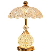 Lampe de table en verre cristal de luxe, lampe de chevet à 3 couleurs réglables, élégante lampe de bureau dorée pour la décoration de la chambre à coucher et du salon