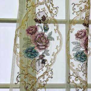 Rideaux transparents brodés de luxe de style européen <span class=keywords><strong>pour</strong></span> portes et fenêtres coulissantes en verre Panneaux de drapé en voile 52x84 pouces - Product Image 6