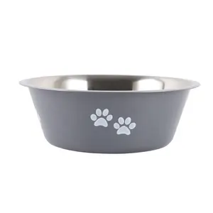 Stainless steel dog bowl pet supplies dog bowl Silicone non slip bottom pet bowl drinking water feeder for pets