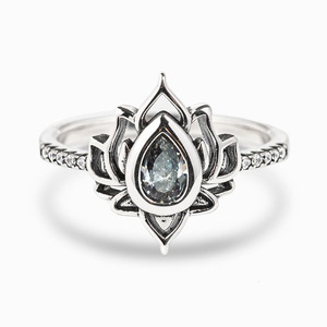 Anello a fascia larga in stile vintage con design a fiamma di loto per uomo e donna - Product Image 1