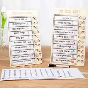 Students Good Habits Checklist Board To Do List for Kids with Pen DIY Wooden Chore Chart Planning Board for Routine Chart