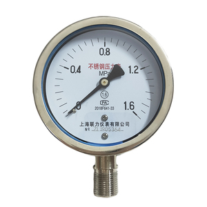 Manómetro de Presión de Acero Inoxidable 304 Shanghai Lianli Y100BF 0-1.6MPa, Resistente a Altas Temperaturas, para Vapor - Product Image 1
