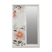 Armoire en métal au design moderne, armoire en acier avec porte coulissante pour vêtements, impression florale, armoire en acier à 4 portes