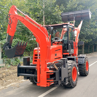 Livraison Gratuite Euro 5 CE EPA Mini Tractopelle Diesel Remorquable pour Travaux Municipaux