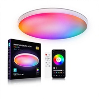 Plafonnier LED intelligent moderne avec Wi-Fi pour contrôle à distance, variation de couleur, commande vocale Alexa et application, ultra-mince 30W cinq voies