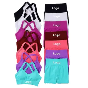 2023 Hot Selling Custom Logo 2/3/4/5PCS Seamless Yoga Set High Waist Sportswear Women Workout Clothes Gym Running Fitness Sets