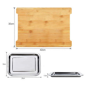 Ensemble de planches à découper en bois de bambou multifonctionnelles personnalisées pour la cuisine avec plateau à tiroirs en acier inoxydable - Product Image 2