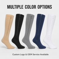 Chaussettes de compression à fermeture éclair pour hommes, respirantes, tricotées, longueur genou, pour le sport, vente en gros, conception personnalisée, marque privée OEM