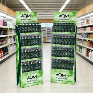 Exhibidor Metálico con Panel Perforado y Estantes, Estante de Piso para Productos de Champú y Cuidado del Cabello, Exhibidor para Supermercados y Tiendas Minoristas - Product Image 1