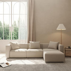 Divano componibile di lusso per soggiorno, set moderno minimalista con ottomana e chaise longue <span class=keywords><strong>a</strong></span> L, effetto lino, per la casa - Product Image 1